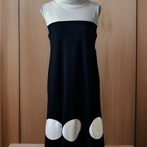 Tiana B White Black Sleeveless Dress Color-block A Line Retro Style Size 8 New